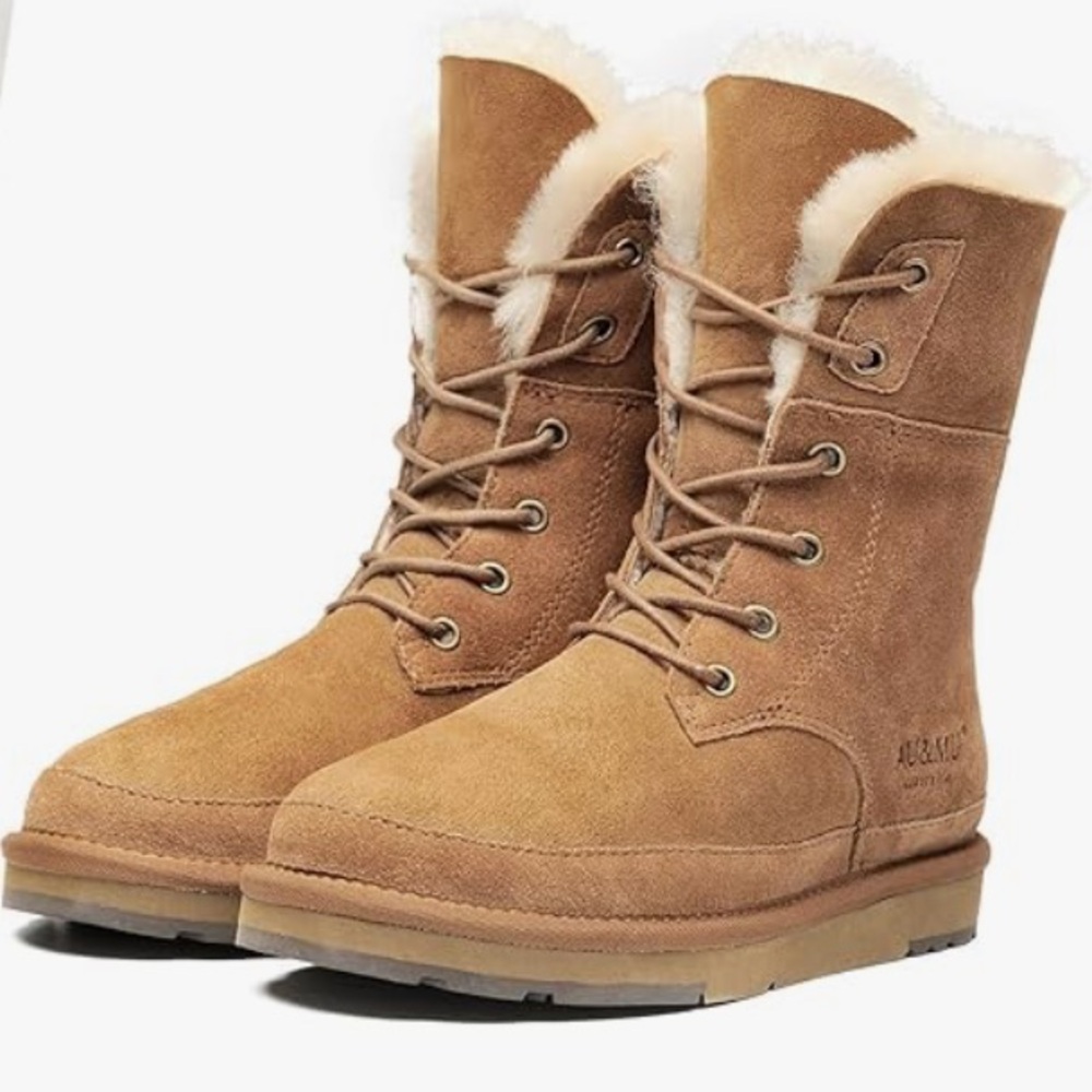 Women’s AU&MU Tan Shearling Boots Size 12